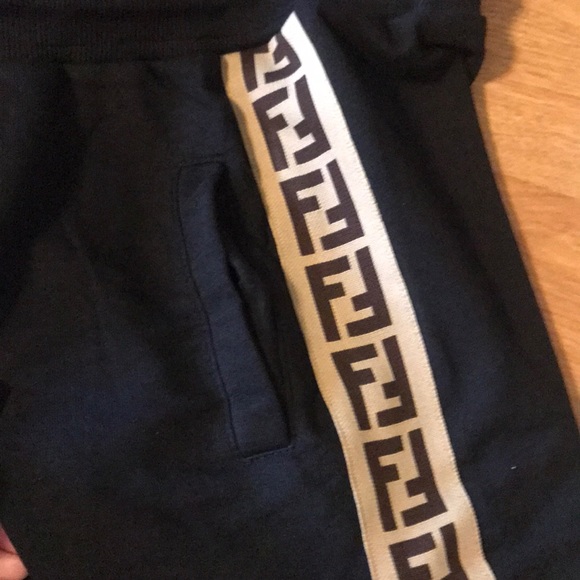 LAST1 FENDI logo striped men’s black jogger,XL!NWT - Picture 5 of 8